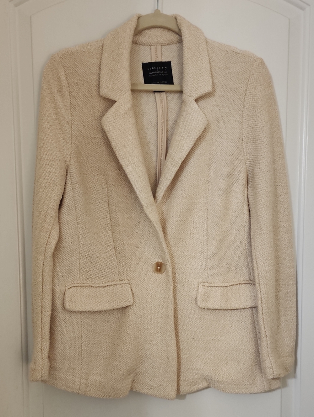 Sanctuary Cream Textured Single-Button Blazer
